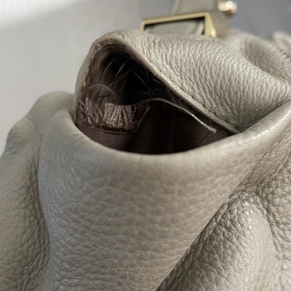 VINCE CAMUTO TAUPE & GOLD STUDDED HANDBAG - Picture 14 of 14